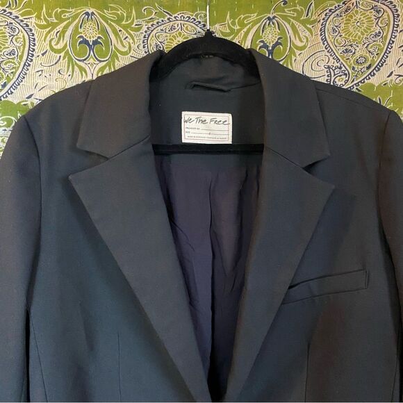 Free People We the Free Black Block Party Crop Blazer Size Large - Picture 4 of 13